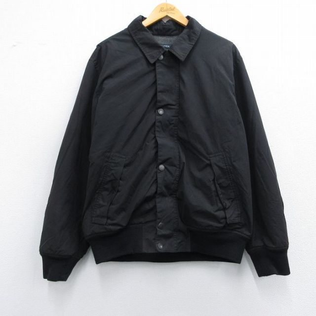 L★古着 ノーティカ NAUTICA 長袖 ブランド ジャケット メンズ 黒 ブラック 内側フリース 25feb08 中古 アウター