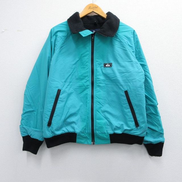 XL★古着 ウールリッチ WOOLRICH 長袖 ナイロン ジャケット メンズ 90年代 90s ラグラン USA製 水色他 内側フリース 25feb08 中古 アウター
