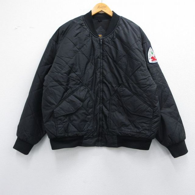 XL★古着 ルート66 長袖 ナイロン キルティング ジャケット メンズ 00年代 00s FORT 大きいサイズ 黒 ブラック 内側キルティング 【spe】 25feb08 中古 アウター