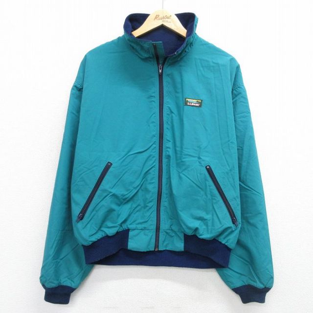 L★古着 エルエルビーン LLBEAN 長袖 ナイロン ジャケット メンズ 80年代 80s 青緑他 内側フリース 25feb12 中古 アウター