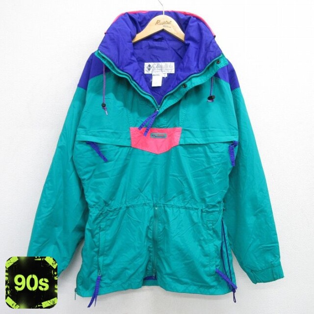 【50%OFF】コロンビア 90s ハーフジップナイロンジャケット ライトブルー M | 古着