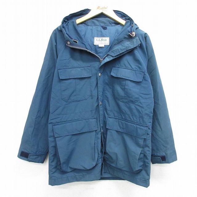S★古着 エルエルビーン LLBEAN 長袖 ナイロン マウンテン ジャケット パーカー メンズ 80年代 80s ラグラン USA製 紺 ネイビー 25feb12 中古 アウター