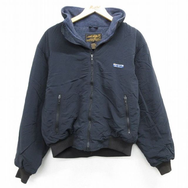 M★古着 エディーバウアー 長袖 ナイロン ジャケット メンズ 90年代 90s 黒 ブラック 内側フリース 25feb12 中古 アウター