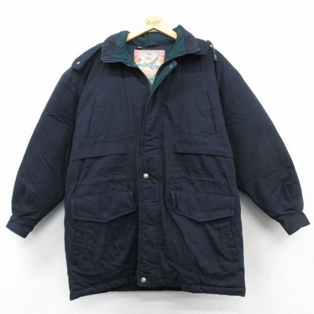 【50%OFF】M★古着 メンバーズオンリー 長袖 ダウン ジャケット パーカー メンズ 90年代 90s 黒 ブラック 25feb10 中古 アウター