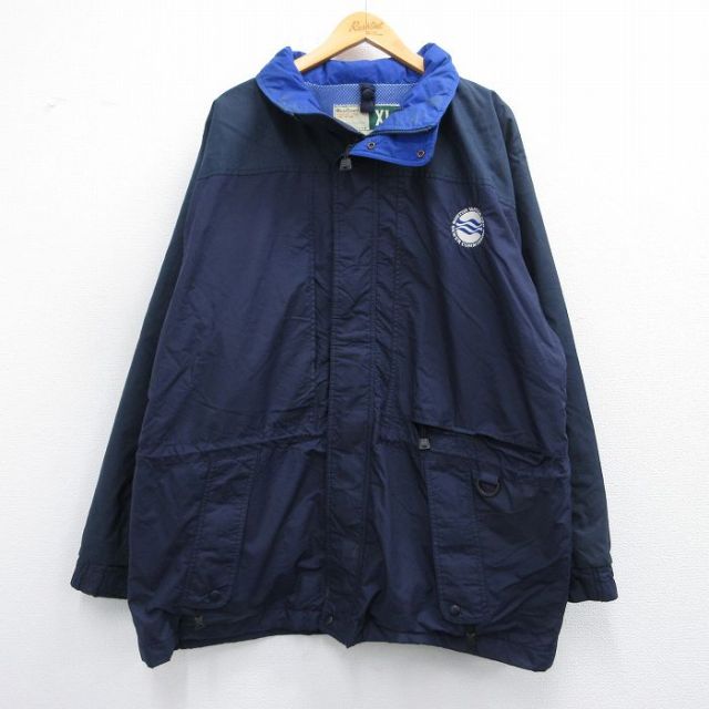 【50%OFF】XL★古着 Wear Guard 長袖 ナイロン ジャケット メンズ 00年代 00s ボストン 大きいサイズ ロング丈 紺 ネイビー 内側メッシュ 25feb14 中古 アウター