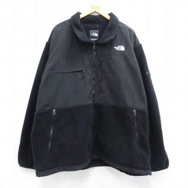 XL★古着 ノースフェイス THE NORTH FACE 長袖 デナリ フリース ジャケット メンズ ワンポイントロゴ 大きいサイズ ロング丈 黒 ブラック 25feb14 中古 アウター