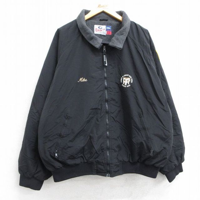 XL★古着 長袖 ナイロン ジャケット メンズ 00年代 00s ABBOT ラグラン 黒 ブラック 内側フリース 25feb15 中古 アウター