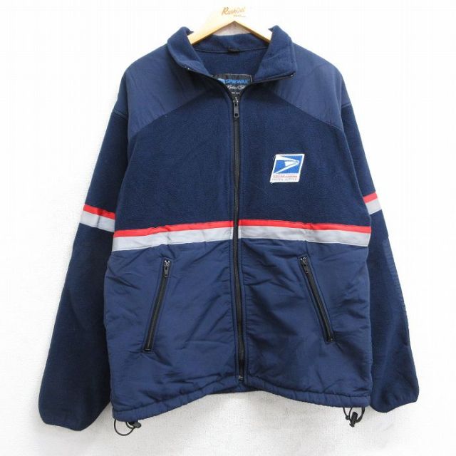 M★古着 長袖 ナイロン ジャケット メンズ 郵便局 USA製 紺他 ネイビー 【spe】 25feb15 中古 アウター