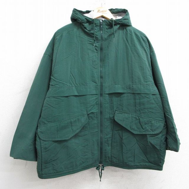 XL★古着 エディーバウアー 長袖 ジャケット パーカー メンズ 90年代 90s 大きいサイズ 緑 グリーン 内側フリース 【spe】 25feb15 中古 アウター
