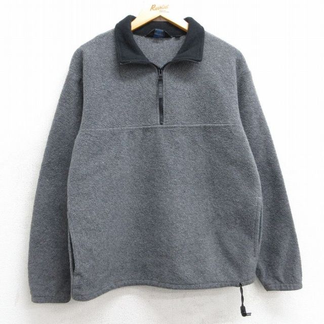 【50%OFF】M★古着 ジェイクルー J.CREW 長袖 ハーフジップ フリース ジャケット メンズ 90年代 90s USA製 濃グレー 25feb15 中古 アウター