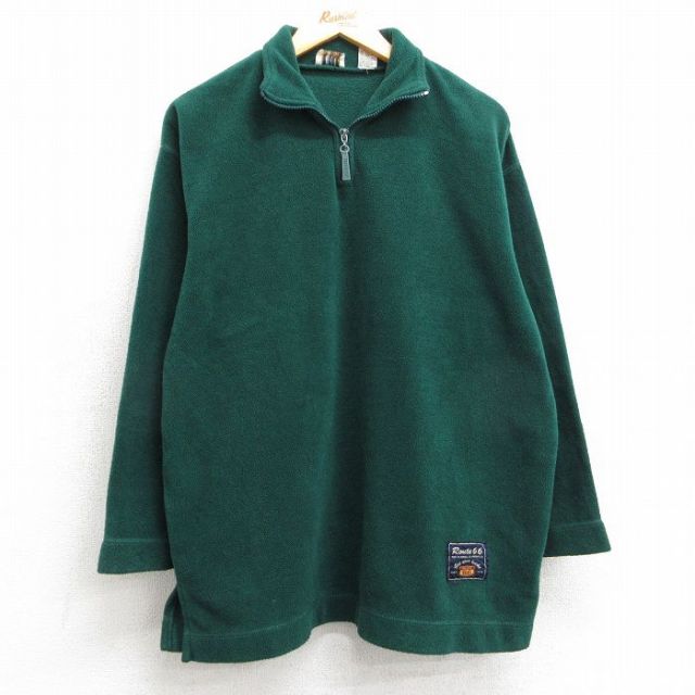 L★古着 ルート66 長袖 ハーフジップ フリース ジャケット メンズ 90年代 90s 緑 グリーン 25feb15 中古 アウター