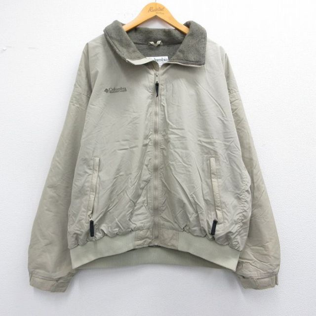 【50%OFF】XL★古着 コロンビア COLUMBIA 長袖 ジャケット メンズ 00年代 00s ワンポイントロゴ 大きいサイズ ベージュ系 カーキ 内側フリース 25feb18 中古 アウター