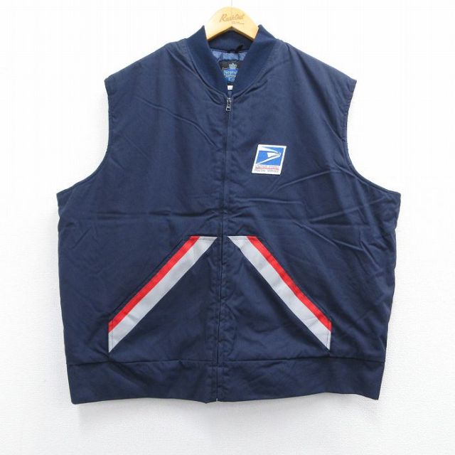 XL★古着 ベスト メンズ 90年代 90s 郵便局 リフレクター USA製 紺他 ネイビー 25feb18 中古 アウター