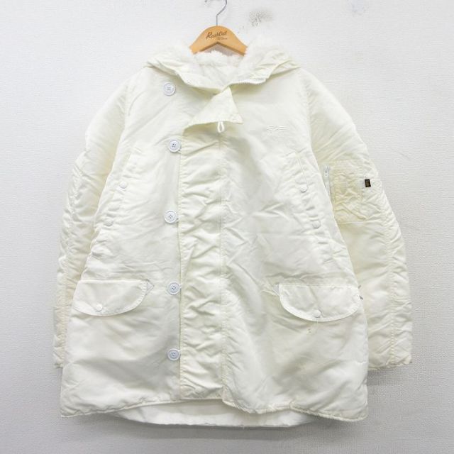 XL★古着 アルファ 長袖 ナイロン ジャケット パーカー メンズ 大きいサイズ ロング丈 USA製 白 ホワイト 【spe】 25feb20 中古 アウター