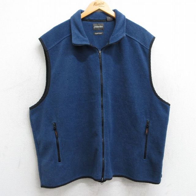 【50%OFF】XL★古着 セントジョンズベイ フリース ベスト メンズ 大きいサイズ 紺 ネイビー 25feb21 中古 アウター