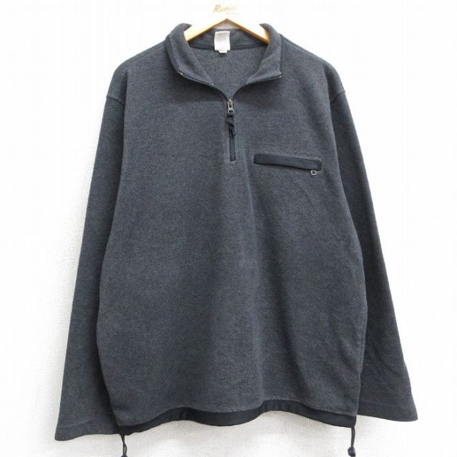 【50%OFF】XL★古着 オールドネイビー OLD NAVY 長袖 ハーフジップ フリース ジャケット メンズ ワンポイントロゴ 濃グレー 25feb21 中古 アウター