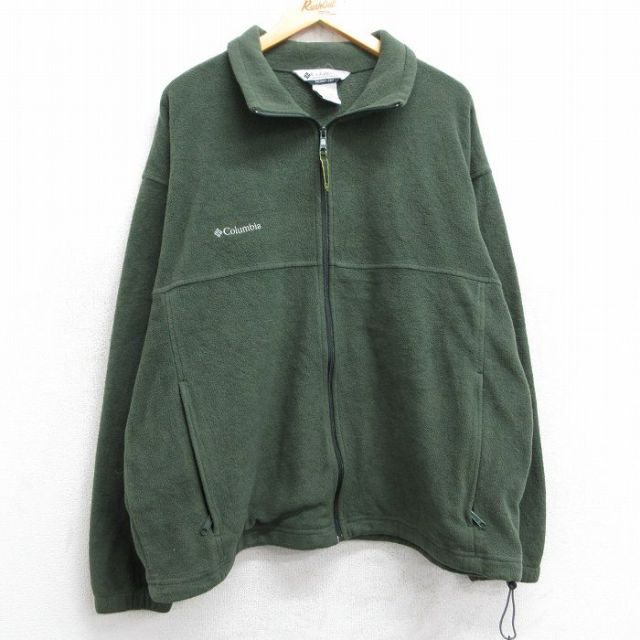 【50%OFF】XL★古着 コロンビア COLUMBIA 長袖 フリース ジャケット メンズ 00年代 00s ワンポイントロゴ 緑 グリーン 25feb21 中古 アウター