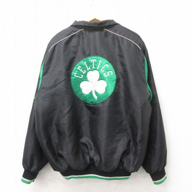 XL★古着 長袖 ジャケット メンズ NBA ボストンセルティックス 大きいサイズ ツートンカラー 黒 ブラック 内側キルティング バスケットボール 25feb25 中古 アウター