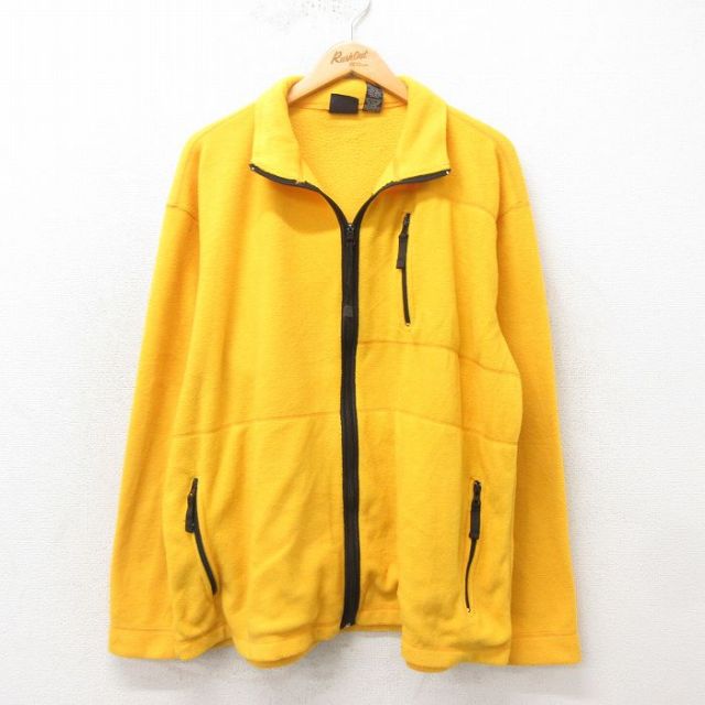 【50%OFF】L★古着 長袖 フリース ジャケット メンズ 00年代 00s 黄 イエロー 25mar10 中古 アウター