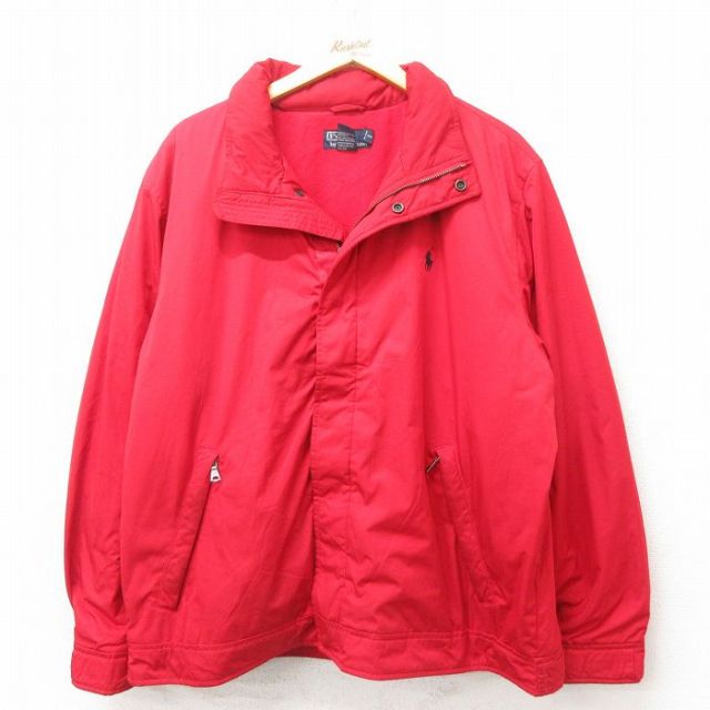 L★古着 ラルフローレン Ralph Lauren 長袖 ブランド ジャケット メンズ 90年代 90s 赤 レッド 内側フリース 25mar10 中古 アウター
