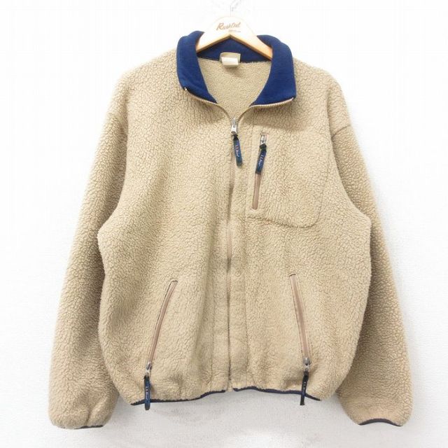 L★古着 エルエルビーン LLBEAN 長袖 フリース ジャケット メンズ 80年代 80s ベージュ他 カーキ 【spe】 25sep03 中古 アウター