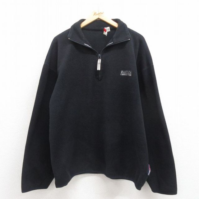【50%OFF】ノーティカ 90s ハーフジップフリースジャケット ワンポイントロゴ ブラック XL | 古着