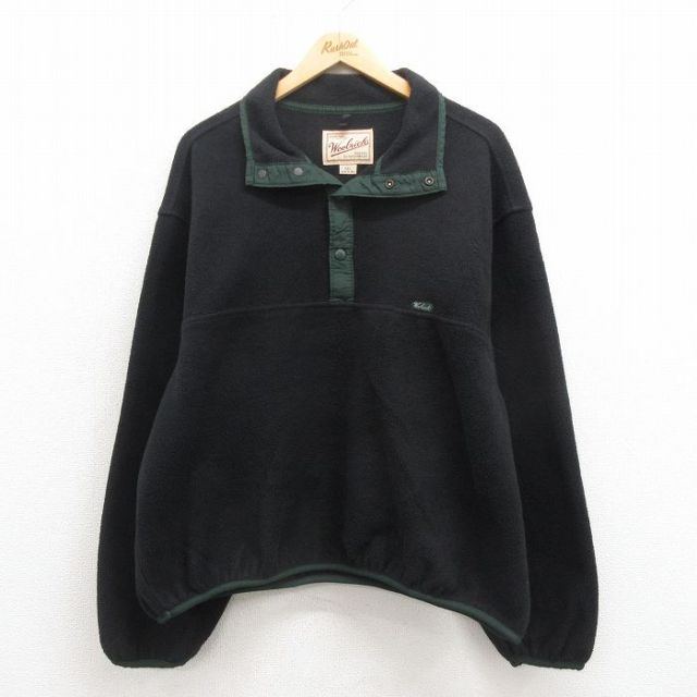 XL★古着 ウールリッチ WOOLRICH 長袖 フリース ジャケット メンズ 90年代 90s スナップT USA製 黒 ブラック 25sep04 中古 アウター