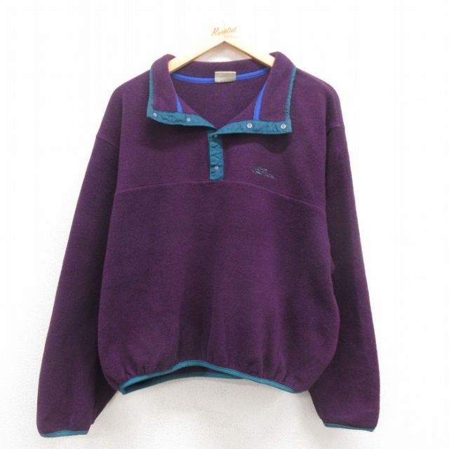 XL★古着 エルエルビーン LLBEAN 長袖 フリース ジャケット メンズ 80年代 80s ワンポイントロゴ スナップT 紫他 パープル 25sep04 中古 アウター