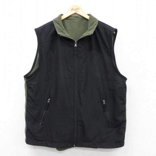 XL★古着 ギャップ GAP フリース ベスト メンズ 00年代 00s リバーシブル 黒 ブラック 25sep13 中古 アウター