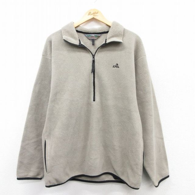 【50%OFF】EMS 90s ハーフジップフリースジャケット ワンポイントロゴ ベージュ L | 古着