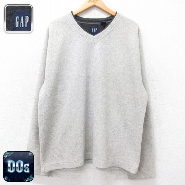 【50%OFF】ギャップ 00s 長袖フリース Vネック グレー XL | 古着