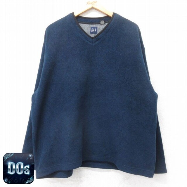 【50%OFF】ギャップ 00s 長袖フリース Vネック ネイビー XL | 古着