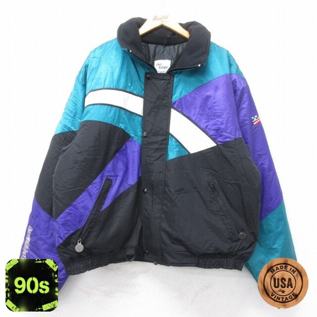 sno RIDER 90s ジャケット マルチカラー ブラック XL | 古着