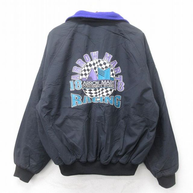 XL★古着 ホロウェイ 長袖 フリース ジャケット メンズ 90年代 90s レーシング ラグラン USA製 黒他 ブラック 内側フリース 25sep17 中古 アウター