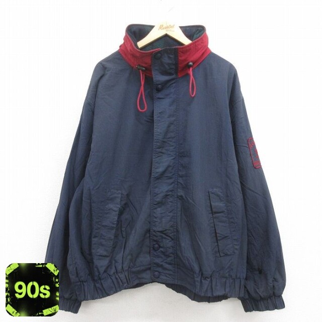 トミーヒルフィガー 90s ナイロンジャケット 内側フリース ネイビー XL | 古着