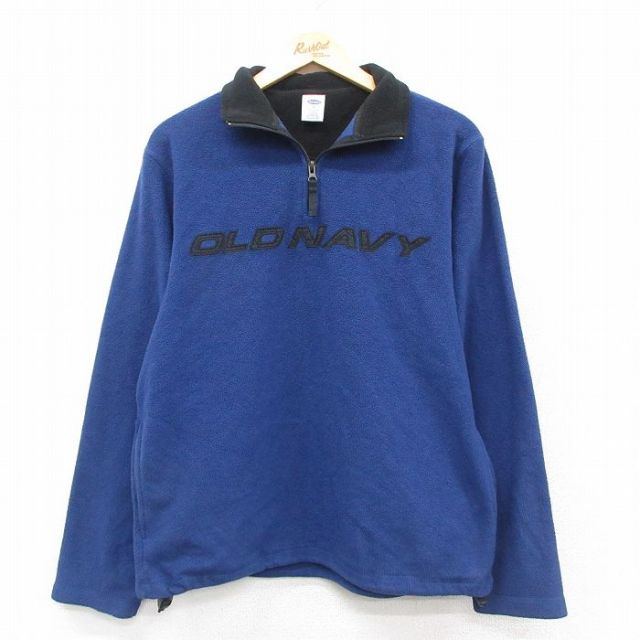 【50%OFF】オールドネイビー 00s ハーフジップフリースジャケット ビッグロゴ ネイビー M | 古着