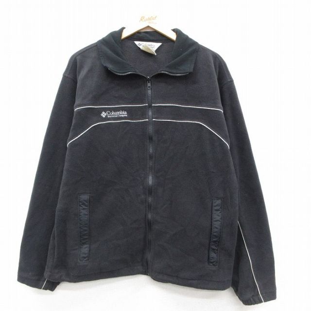 L★古着 コロンビア COLUMBIA 長袖 フリース ジャケット メンズ 00年代 00s ワンポイントロゴ 黒 ブラック 25sep25 中古 アウター