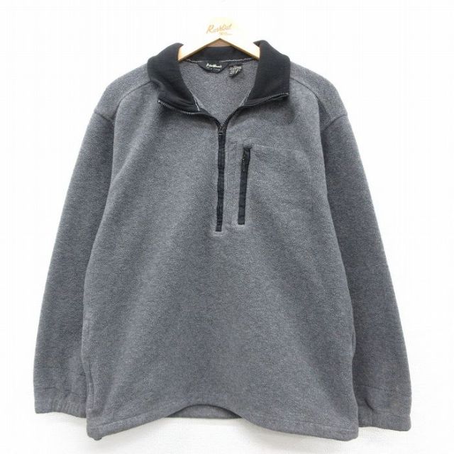 【50%OFF】エディーバウアー 00s ハーフジップフリースジャケット 霜降り グレー M | 古着