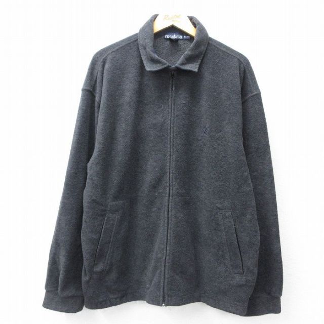 XL★古着 ノーティカ NAUTICA 長袖 ブランド フリース ジャケット メンズ 90年代 90s ワンポイントロゴ USA製 濃グレー 【spe】 25sep26 中古 アウター