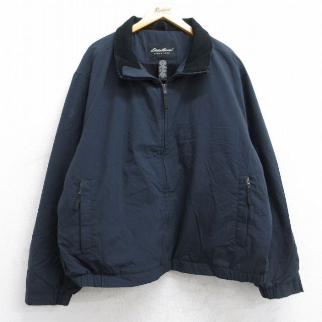 XL★古着 エディーバウアー 長袖 ナイロン ジャケット メンズ 00年代 00s 大きいサイズ 黒 ブラック 内側フリース 25sep26 中古 アウター