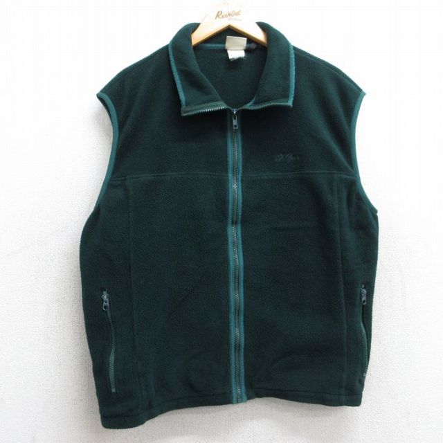 M★古着 エルエルビーン LLBEAN フリース ベスト メンズ 80年代 80s ワンポイントロゴ 緑 グリーン 25sep27 中古 アウター