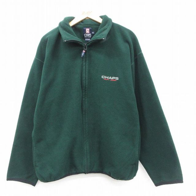 L★古着 ラルフローレン Ralph Lauren チャップス 長袖 ブランド フリース ジャケット メンズ 90年代 90s ワンポイントロゴ 濃緑他 グリーン 25sep29 中古 アウター