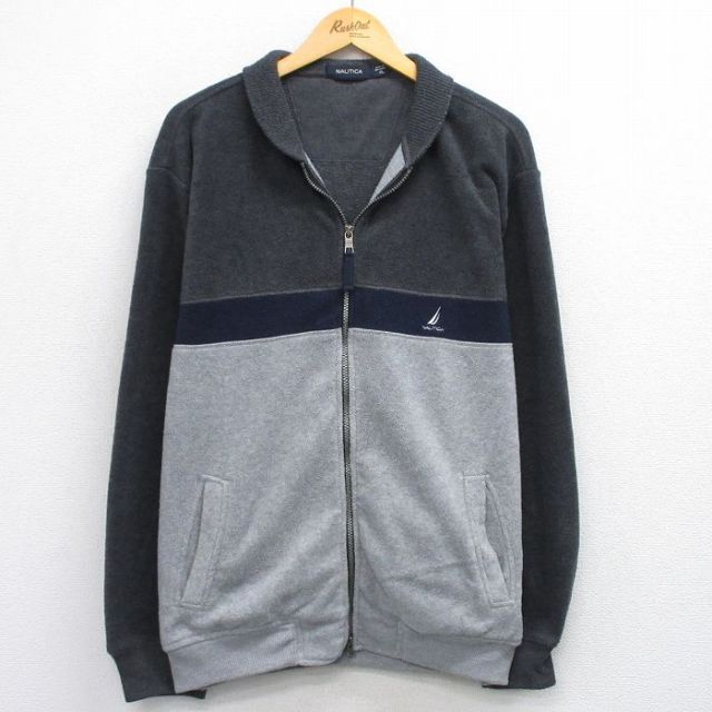 【50%OFF】ノーティカ フリースジャケット ワンポイントロゴ グレー L | 古着