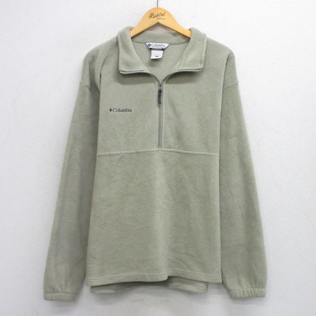 XL★古着 コロンビア COLUMBIA 長袖 フリース ジャケット メンズ 00年代 00s ワンポイントロゴ ベージュ系 カーキ 25sep30 中古 アウター