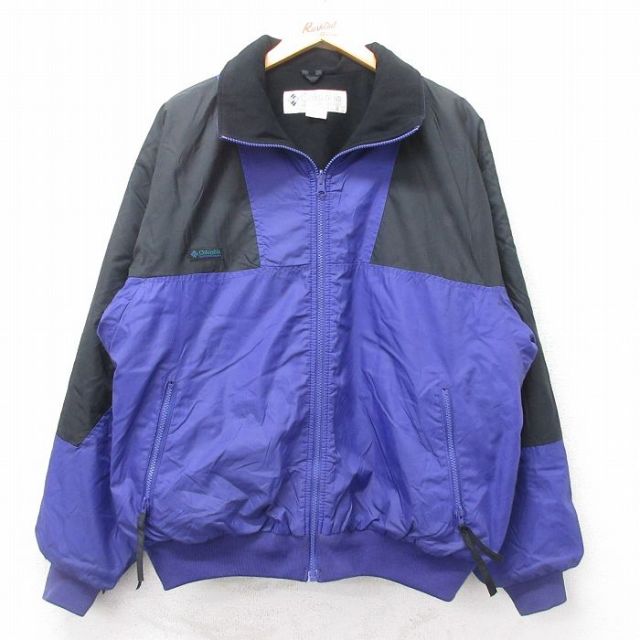 XL★古着 コロンビア COLUMBIA 長袖 ナイロン ジャケット メンズ 90年代 90s ワンポイントロゴ ツートンカラー 紫他 パープル 25sep30 中古 アウター