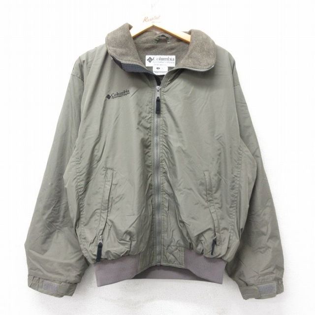 L★古着 コロンビア COLUMBIA 長袖 ナイロン ジャケット メンズ 00年代 00s ワンポイントロゴ 緑系他 グリーン 内側フリース 25sep30 中古 アウター