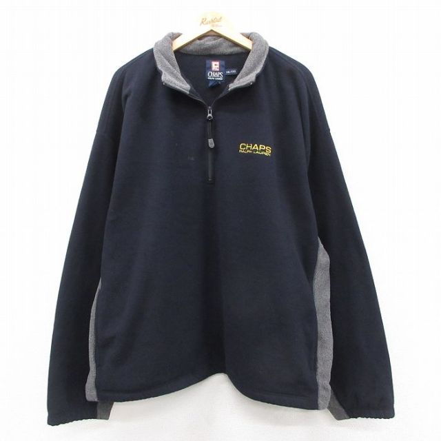 【50%OFF】ラルフローレン ハーフジップフリースジャケット ワンポイントロゴ ネイビー XL | 古着