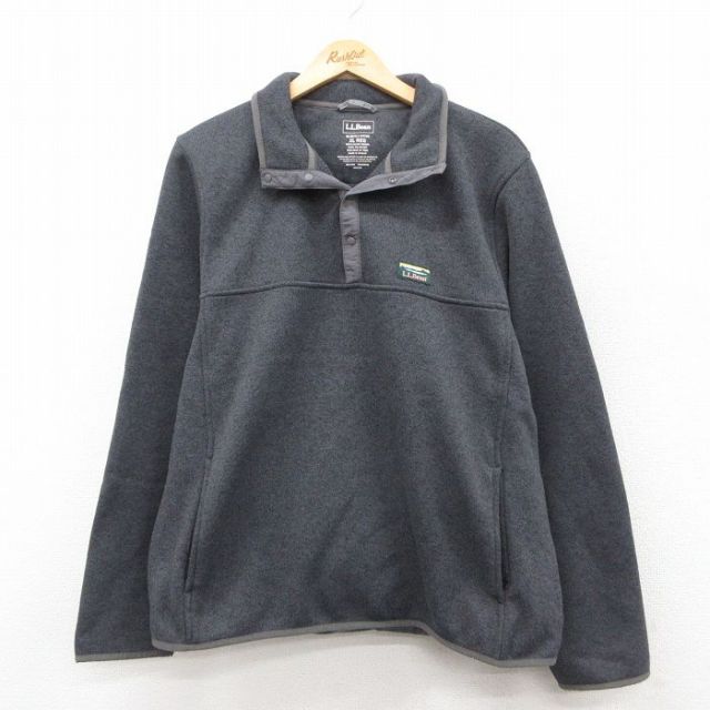L★古着 エルエルビーン LLBEAN 長袖 フリース ジャケット メンズ スナップT 濃グレー 25sep30 中古 アウター