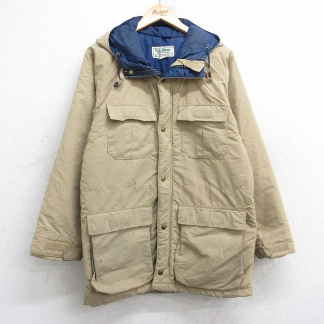 M★古着 エルエルビーン LLBEAN 長袖 マウンテン ジャケット パーカー メンズ 80年代 80s ラグラン USA製 ベージュ カーキ 25oct01 中古 アウター