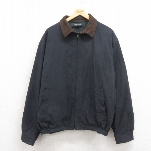 XL★古着 ノーティカ NAUTICA 長袖 ブランド ジャケット メンズ 90年代 90s 襟レザー リバーシブル 25oct02 中古 アウター